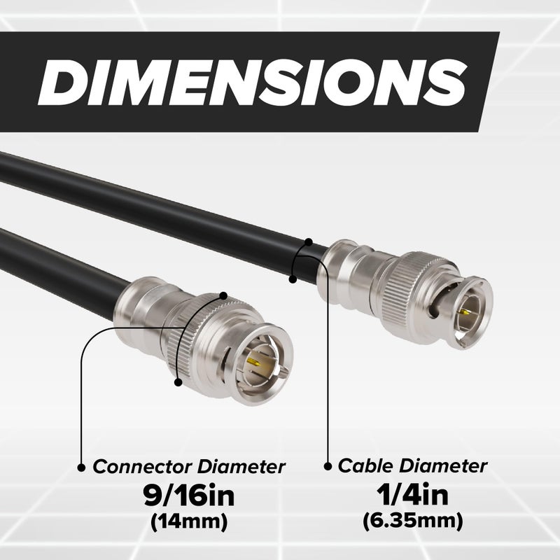 THE CIMPLE CO 75 FT BNC Cable with 2 Male BNC Connections - 75 Ohm, Low Loss HD-SDI and SDI Cable - Black, 75 Feet (22 Meters) - Image 3